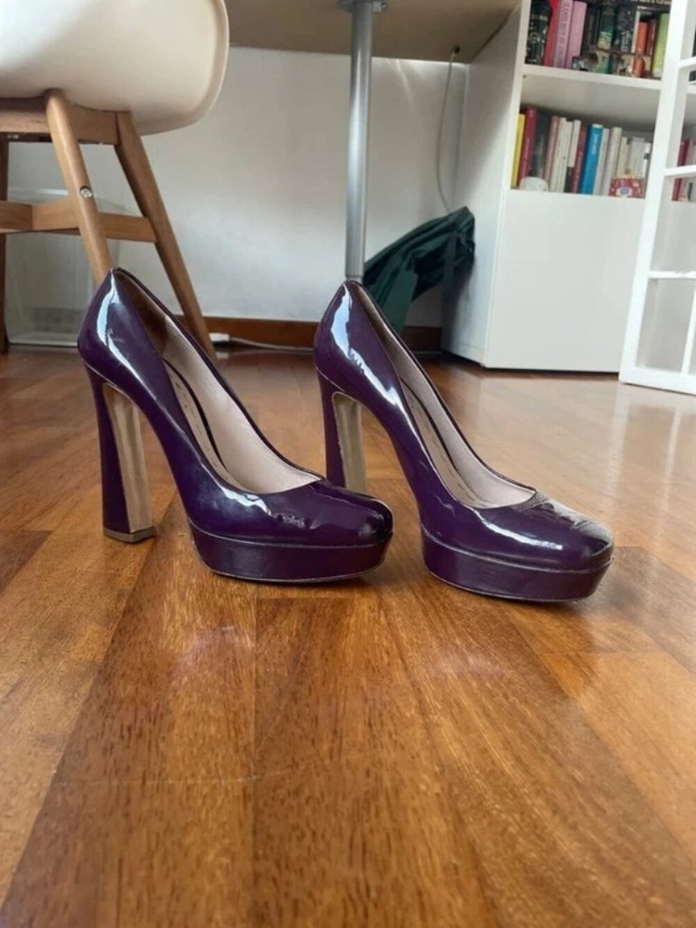 Plum Patent Leather Platform Heels US 8